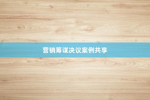 营销筹谋决议案例共享
